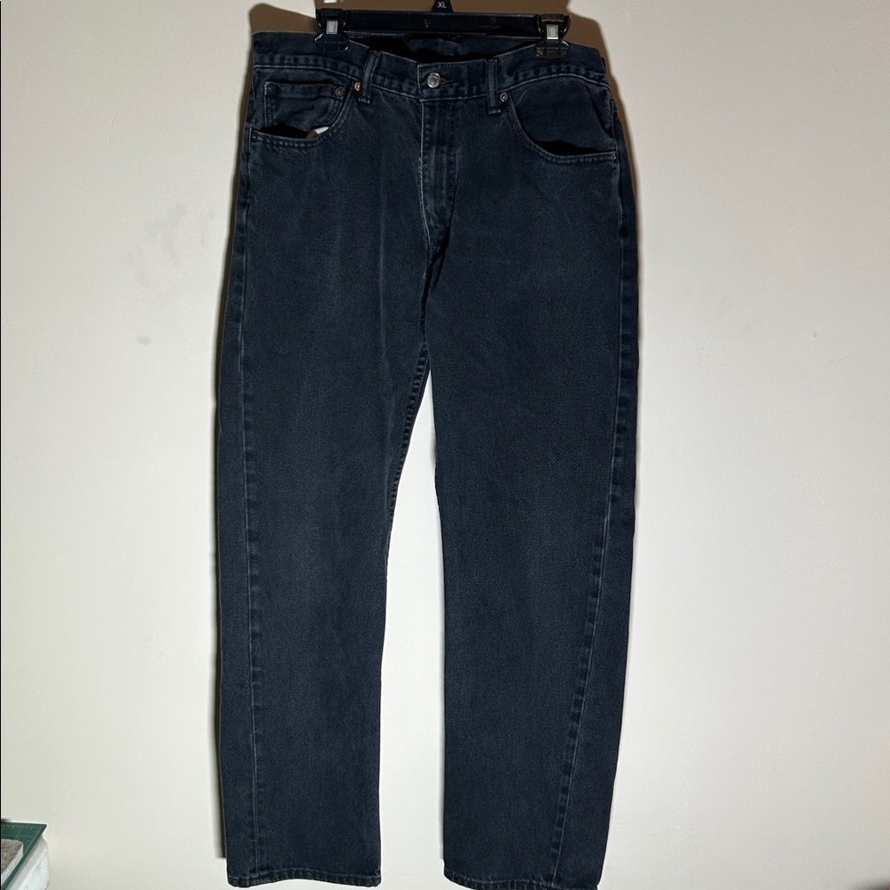 Levi's 505 Mens Regular Fit Straight Leg Jeans Faded Black Denim W38 L34 - Picture 2 of 7